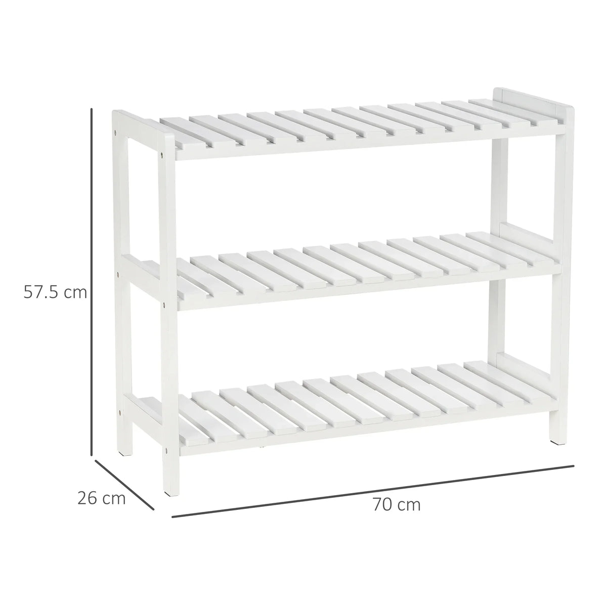 HOMCOM Holz Schuhregal 3-stufig für bis zu 9 Paar Schuhe im Eingangsbereich 70x26x57.5 cm Weiß