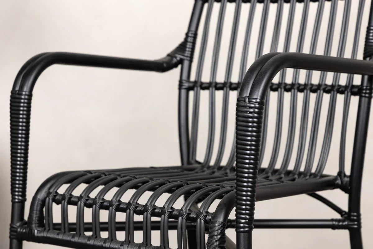 Gartenstuhl Tivaro - aus Rattan in Schwarz