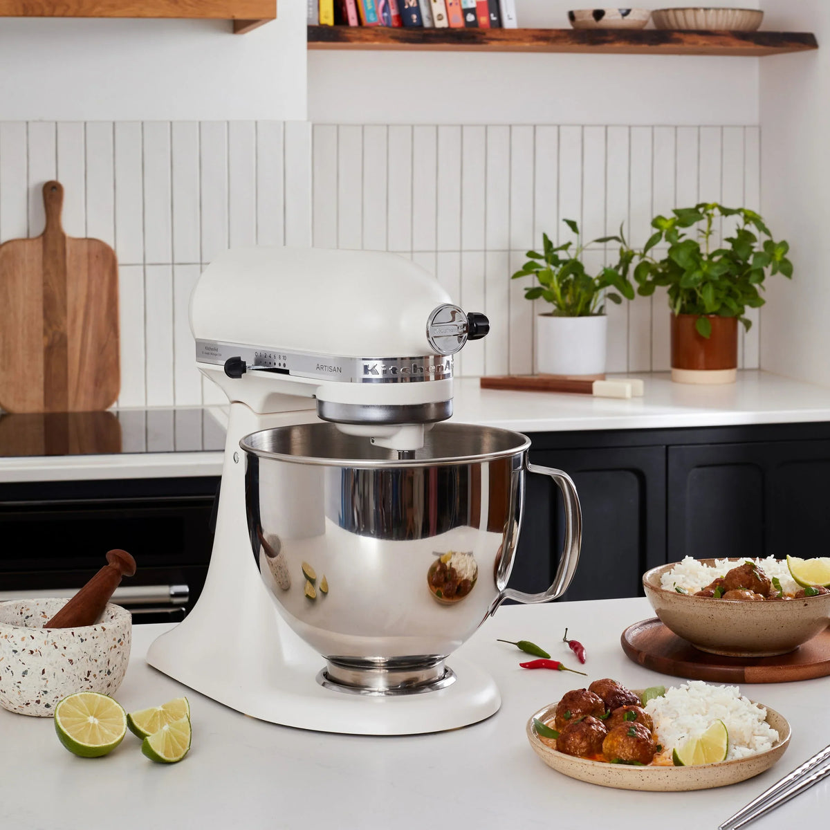 KitchenAid 4,8 L 5KSM175 Artisan Küchenmaschine Allrounderset mit Gemüseschneider+Fleischwolf+Spritzgebäckvorsatz