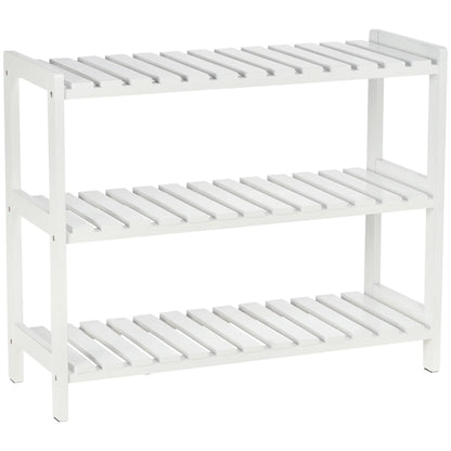 HOMCOM Holz Schuhregal 3-stufig für bis zu 9 Paar Schuhe im Eingangsbereich 70x26x57.5 cm Weiß