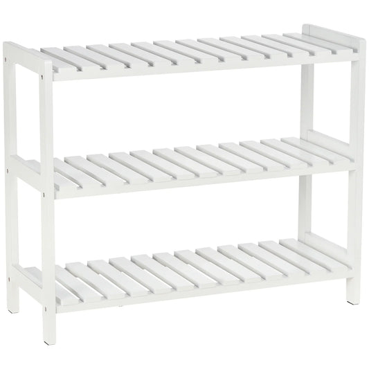 HOMCOM Scarpiera in Legno a 3 Ripiani, per Fino a 9 Paia di Scarpe, Mobile Ingresso 70x26x57.5 cm Bianco