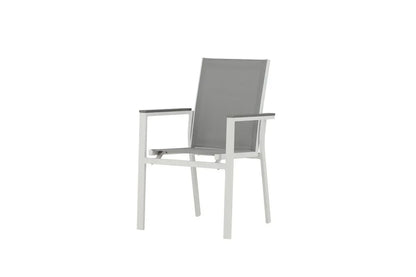 2er Set Gartenstuhl Ina - ein weiß-grauer Stuhl aus Aluminium und Textilene
