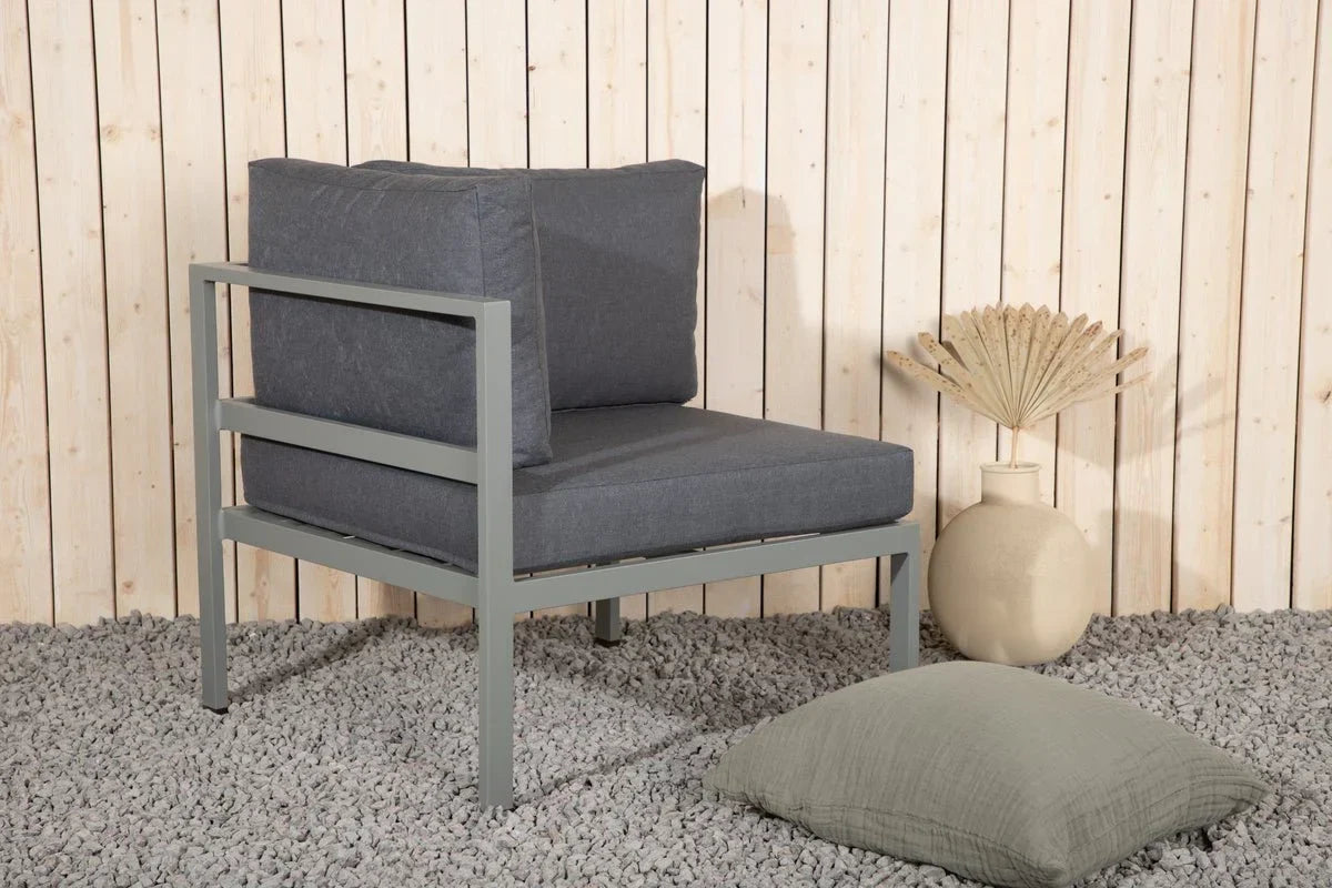 Gartenbank Eckmodul Borelio - Aus Aluminium in den Farben Khaki und Beige