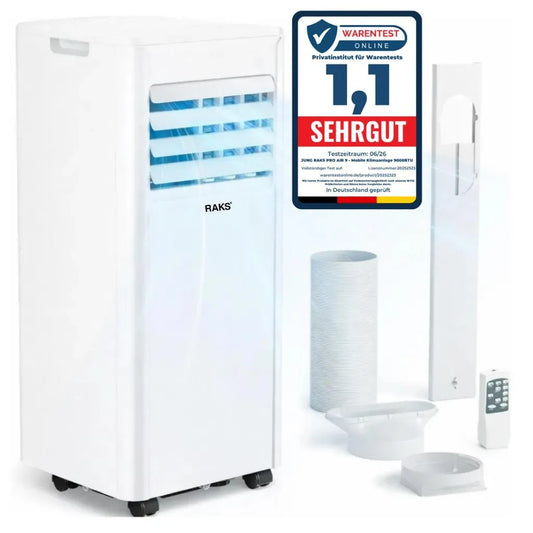 JUNG Climatizzatore 3-in-1 RAKS PRO AIR 9 Condizionatore mobile con telecomando 2.5 KW, climatizzatore portatile, con funzione riscaldamento, con tubo di scarico, Airconditioner