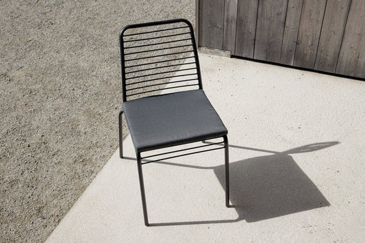 Set da 2 - Sedia da giardino Navi - sedia nera in acciaio con cuscino di seduta incluso