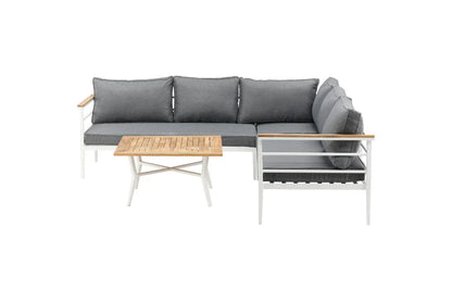 Lounge Set Puerto – aus Metall mit Teakholz-Details, inkl. Kissen
