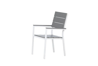 2er Set - Gartenstuhl Vita in Weiß/Grau aus Aluminium und Aintwood-Sitzfläche