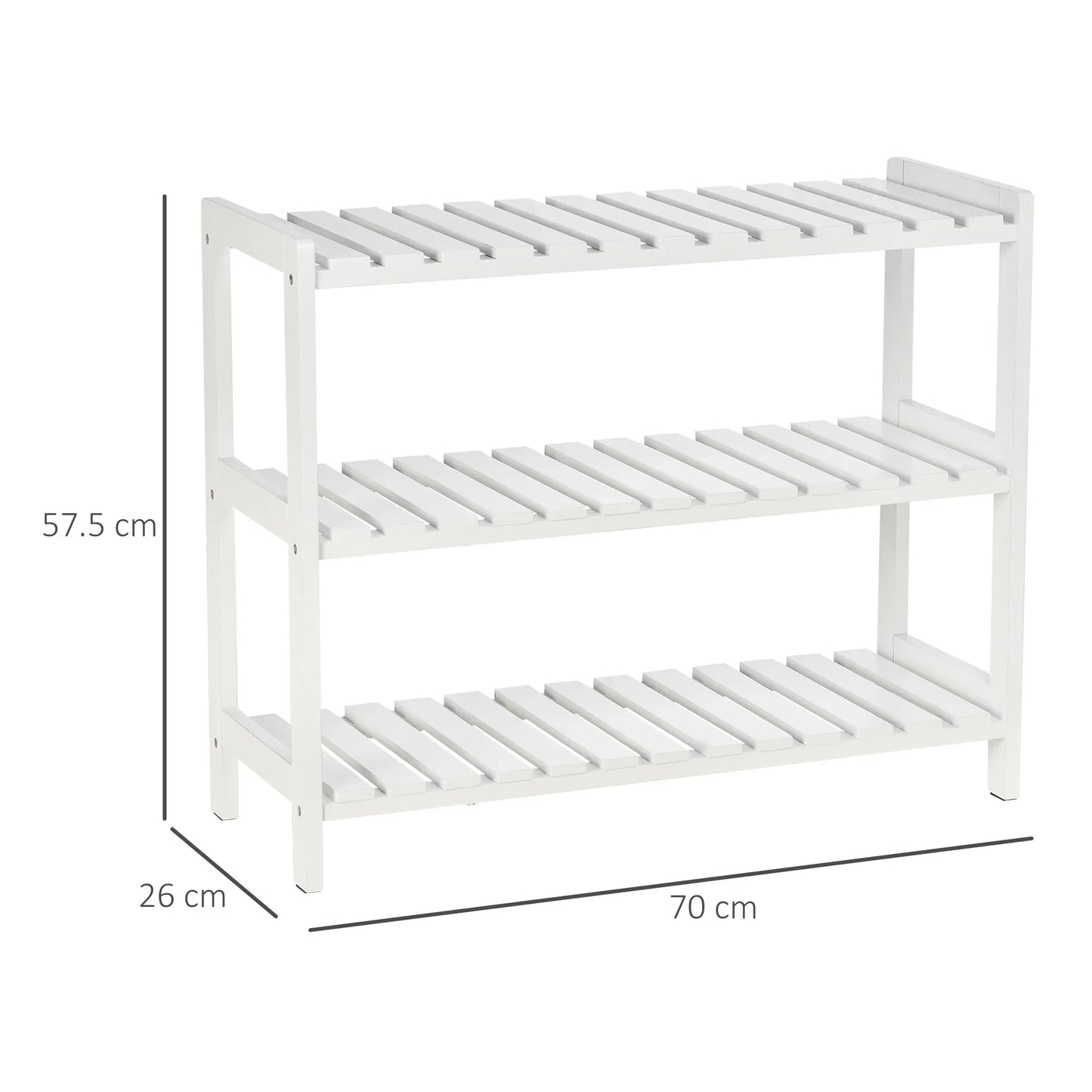HOMCOM Holz Schuhregal 3-stufig für bis zu 9 Paar Schuhe im Eingangsbereich 70x26x57.5 cm Weiß