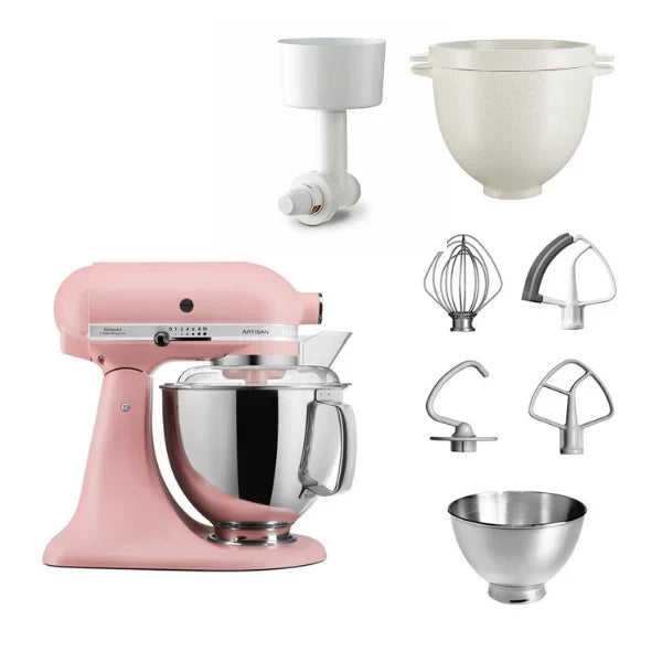 KitchenAid 4,8 L 5KSM175 Artisan Küchenmaschine Breadlover mit Messerschmidt Getreidemühlenvorsatz + Brotbackschüssel
