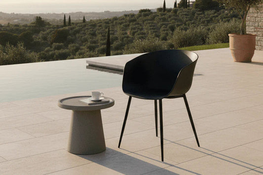 Set da 2 - Sedia da Giardino Lena Nera con Struttura in Acciaio