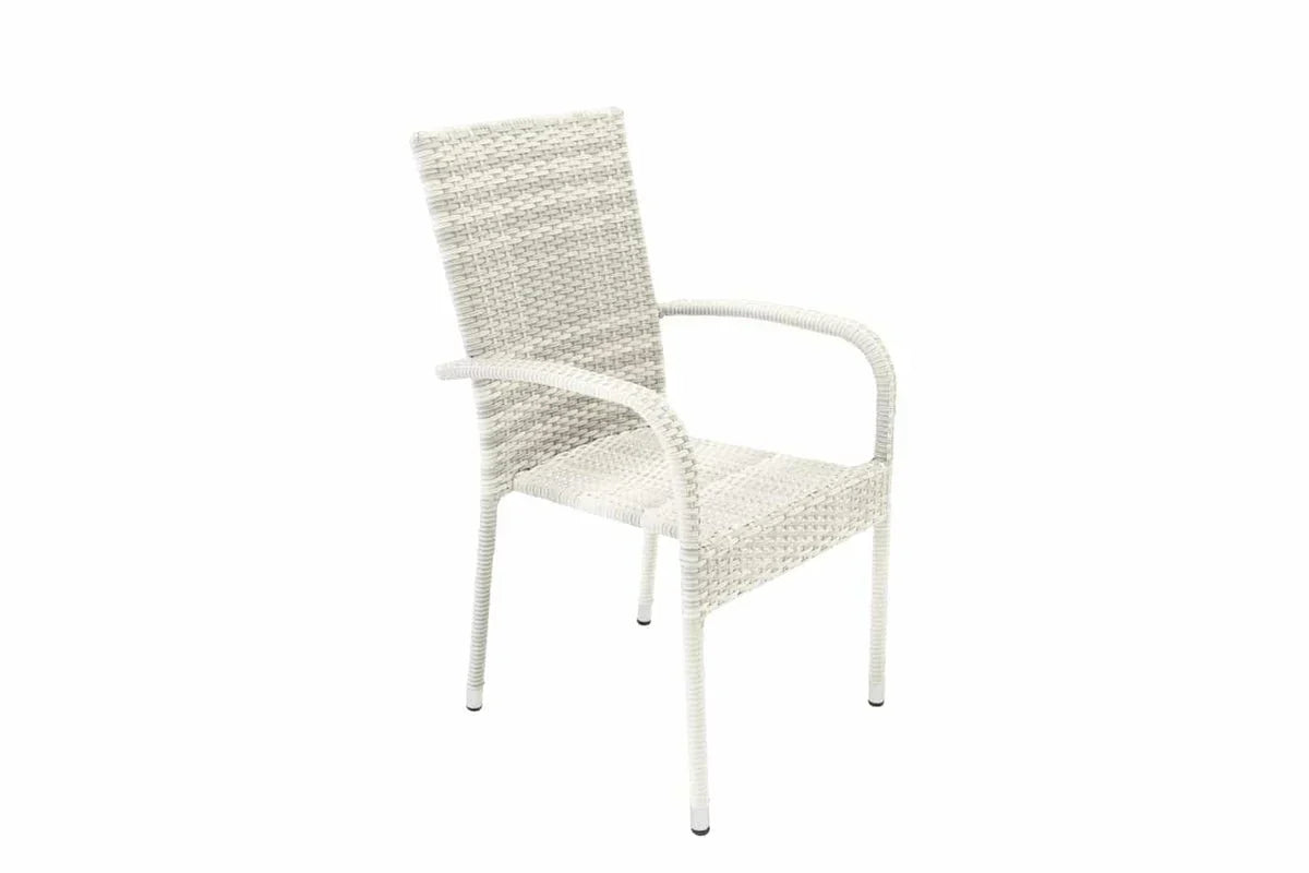2er Set - Gartenstuhl Alwa - ein weißer aus Rattan gefertigter Stuhl