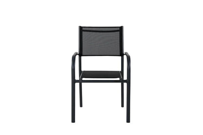 2er Set - Gartenstuhl Ronda aus Textilene und Aluminiumgestell in Schwarz