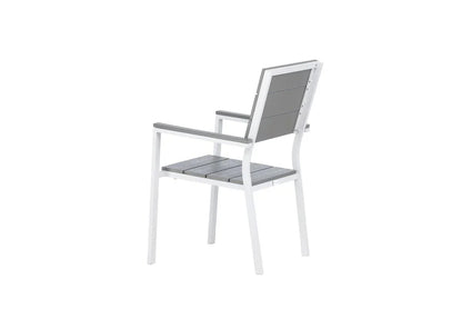 2er Set - Gartenstuhl Vita in Weiß/Grau aus Aluminium und Aintwood-Sitzfläche