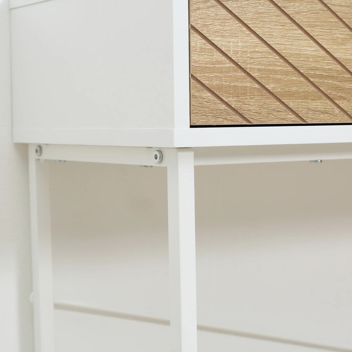 HOMCOM Schmale Konsole für den Eingangsbereich mit 2 Schubladen, modernes Design mit eingeprägten Linien für Flur, Wohnzimmer und Schlafzimmer 100x30x75 cm Weiß und Eiche
