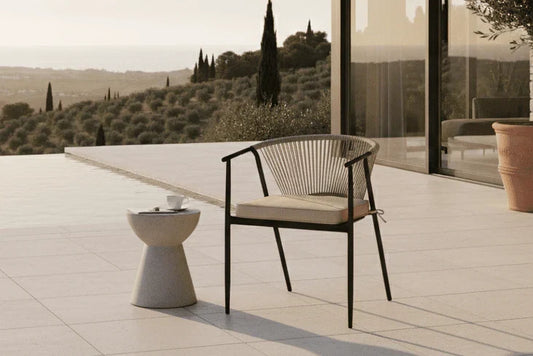 Set da 2 - Sedia da giardino Lazaro Nero/Beige