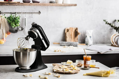 KitchenAid 4,3 L 5K45SS Classic Küchenmaschine Set 3 Gemüseschneider+Spritzschutz+Flexirührer