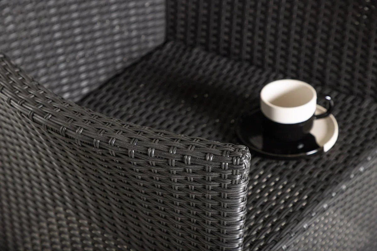 2er Set - Gartenstuhl Caro aus Rattan in Schwarz
