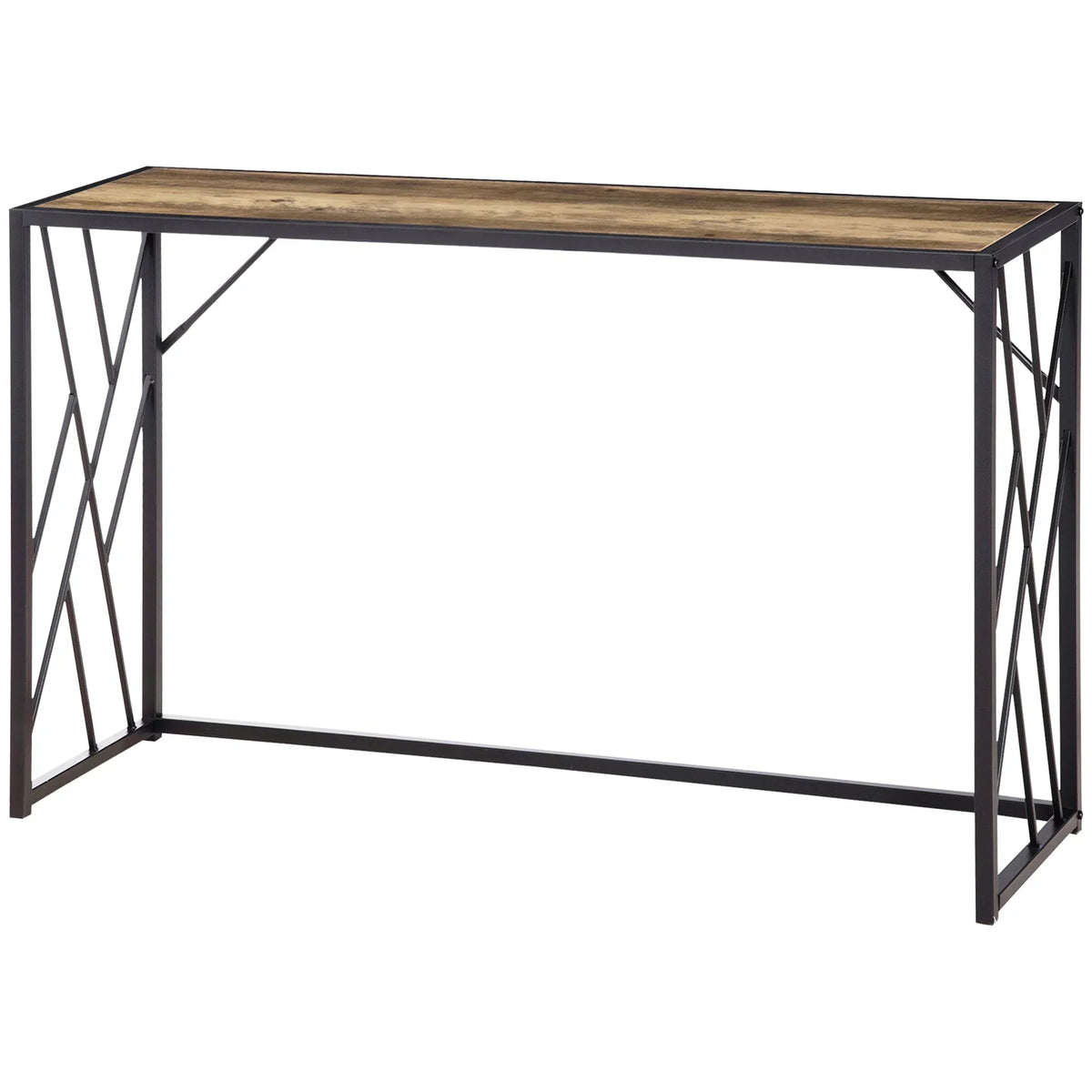 HOMCOM Konsolentisch, Seitentisch mit Stahlbeinen, 120 x 35 x 75 cm, Industriedesign Flurtisch, Beistelltisch für kleine Räume, Eingangsbereich, Flur, Wohnzimmer, Schlafzimmer, Braun