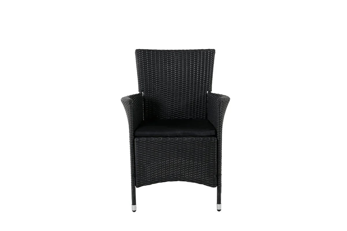 2er Set - Gartenstuhl Caro aus Rattan in Schwarz