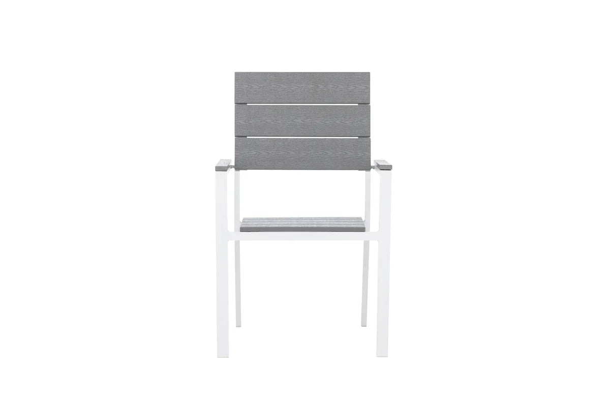 2er Set - Gartenstuhl Vita in Weiß/Grau aus Aluminium und Aintwood-Sitzfläche