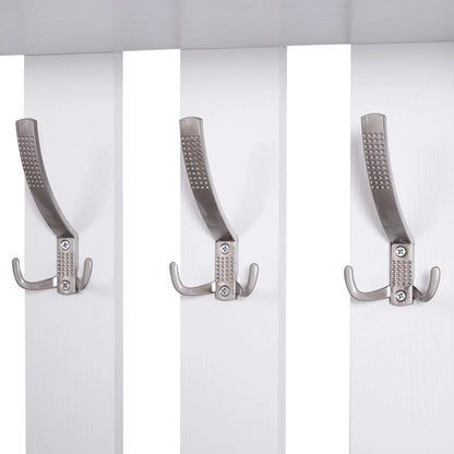 HOMCOM Eingangsset mit Spiegel, Garderobe und Schuhschrank – Eingangsbereich Möbel mit 3 Haken, Regal und 2 Schubladen für Diele in Weiß
