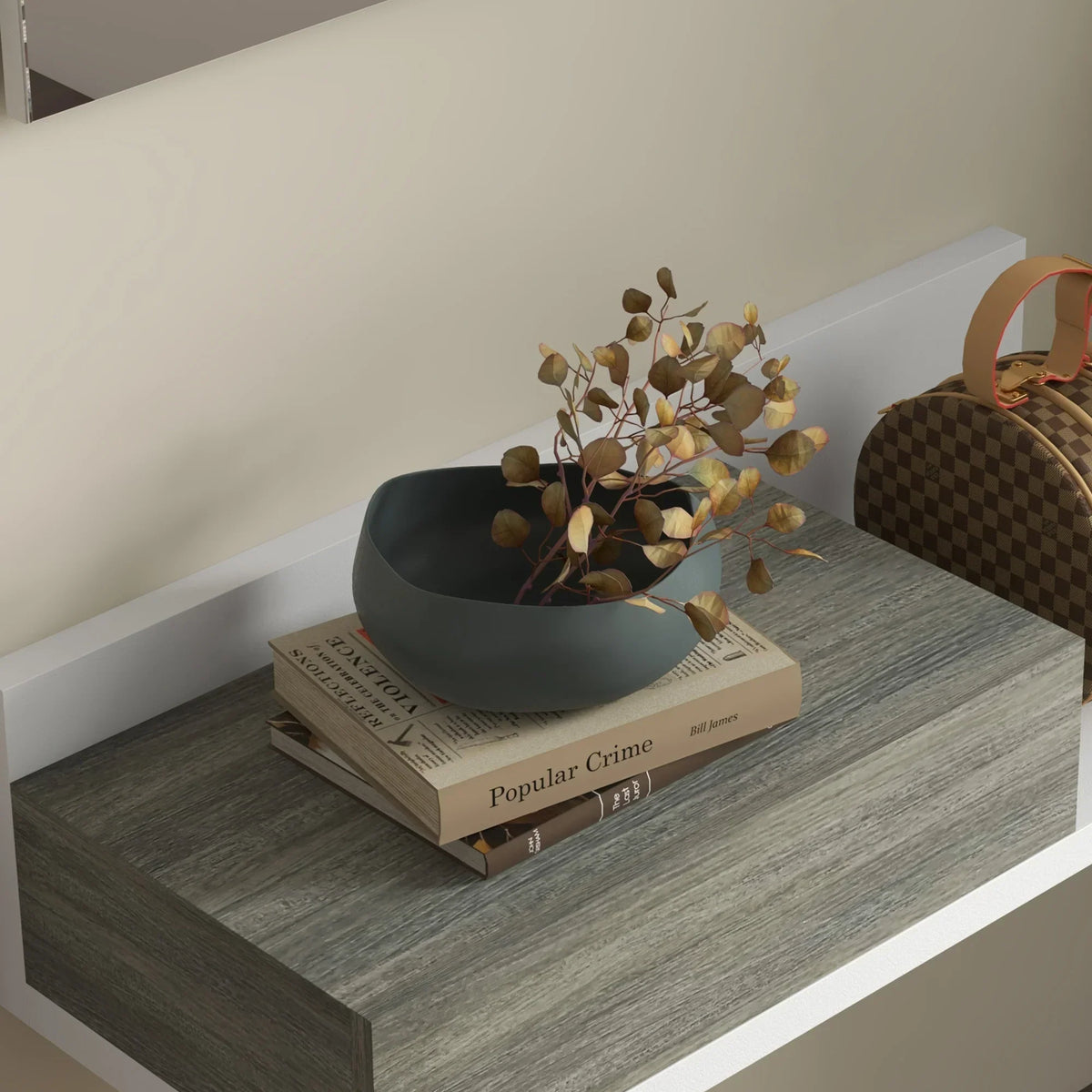 HOMCOM Flureinrichtungsset mit Spiegel und Schublade, Wandmontage, Moderner Stil 75x3,5x75 cm und 75x30,5x20 cm Grau und Weiß