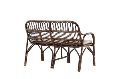 Gartenbank Tobias - Aus Rattan in der Farbe Dunkelwalnuss