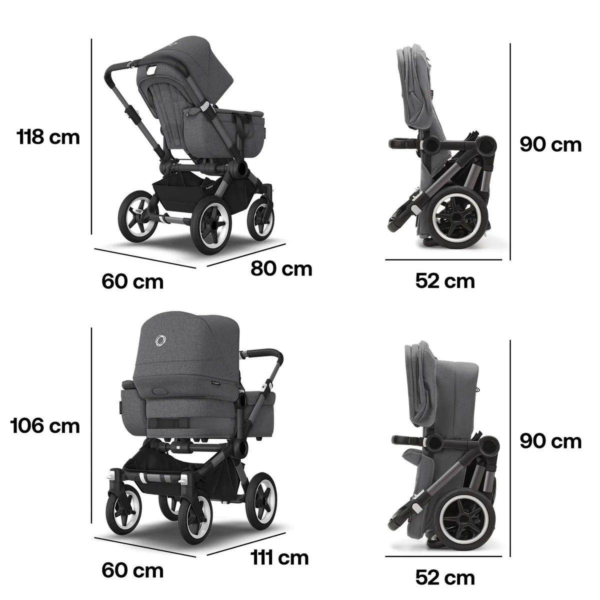 B-Ware Bugaboo Kinderwagen Mono Babywagen Donkey 5 Grey Melange Erweiterbar