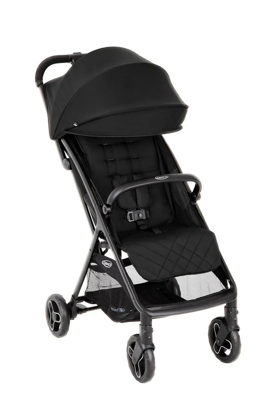 Graco - Myavo Passeggino, leggero, chiusura rapida, dalla nascita a circa 4 anni (22 kg), con parapioggia, Midnight