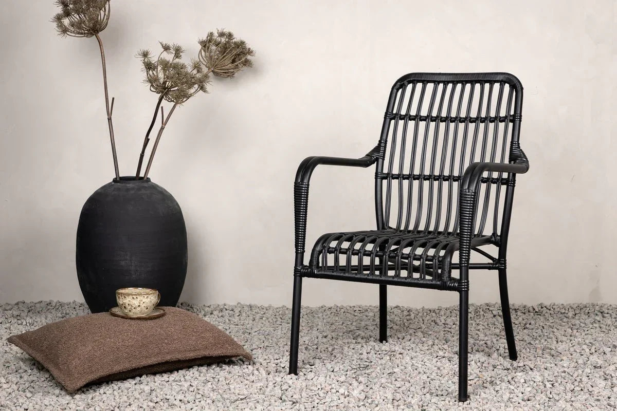 Gartenstuhl Tivaro - aus Rattan in Schwarz