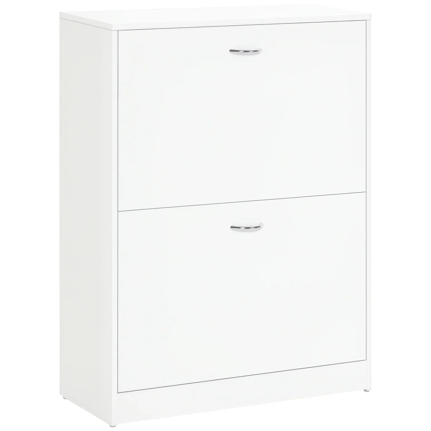 HOMCOM Moderner Schuhschrank für den Eingangsbereich - Schuhregal schmal mit 2 Schubladen und verstellbaren Regalen für Flur 60x24x80 cm Weiß