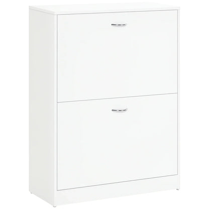 HOMCOM Moderner Schuhschrank für den Eingangsbereich - Schuhregal schmal mit 2 Schubladen und verstellbaren Regalen für Flur 60x24x80 cm Weiß
