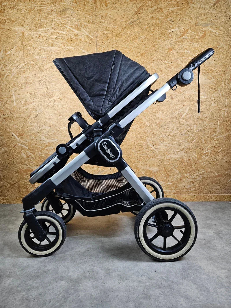 Emmaljunga - NXT90 Flat Outdoor Buggy Kinderwagen (Gestell und Sportsitz) - Schwarz in gutem Zustand