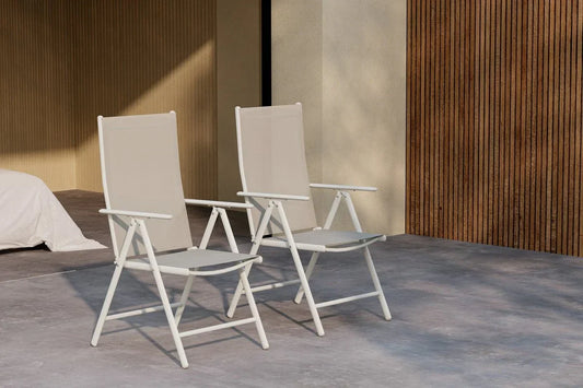 2er - Set Gartenstuhl Luma - ein klappbarer Stuhl in schlichtem Beige