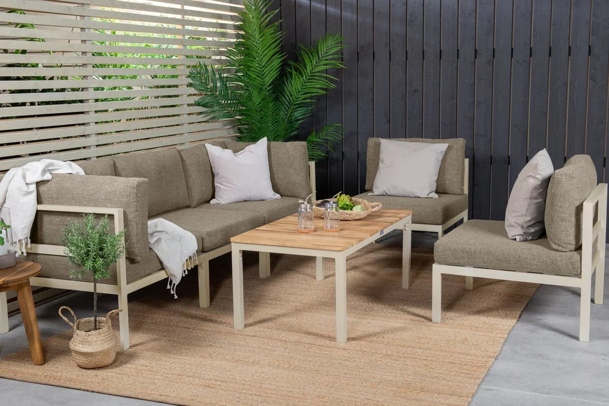 Gartenbank Modul Borelio - In beigem oder braunem Aluminium