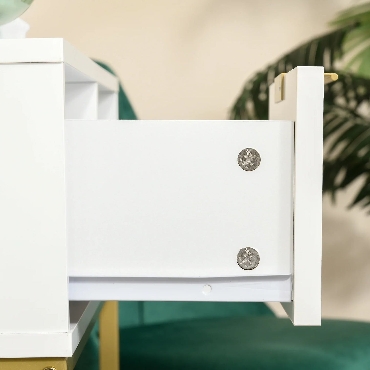 HOMCOM Flur Konsole Tisch Moderner Stil mit Schublade und Offenem Regal 80x30x80 cm Weiß und Gold