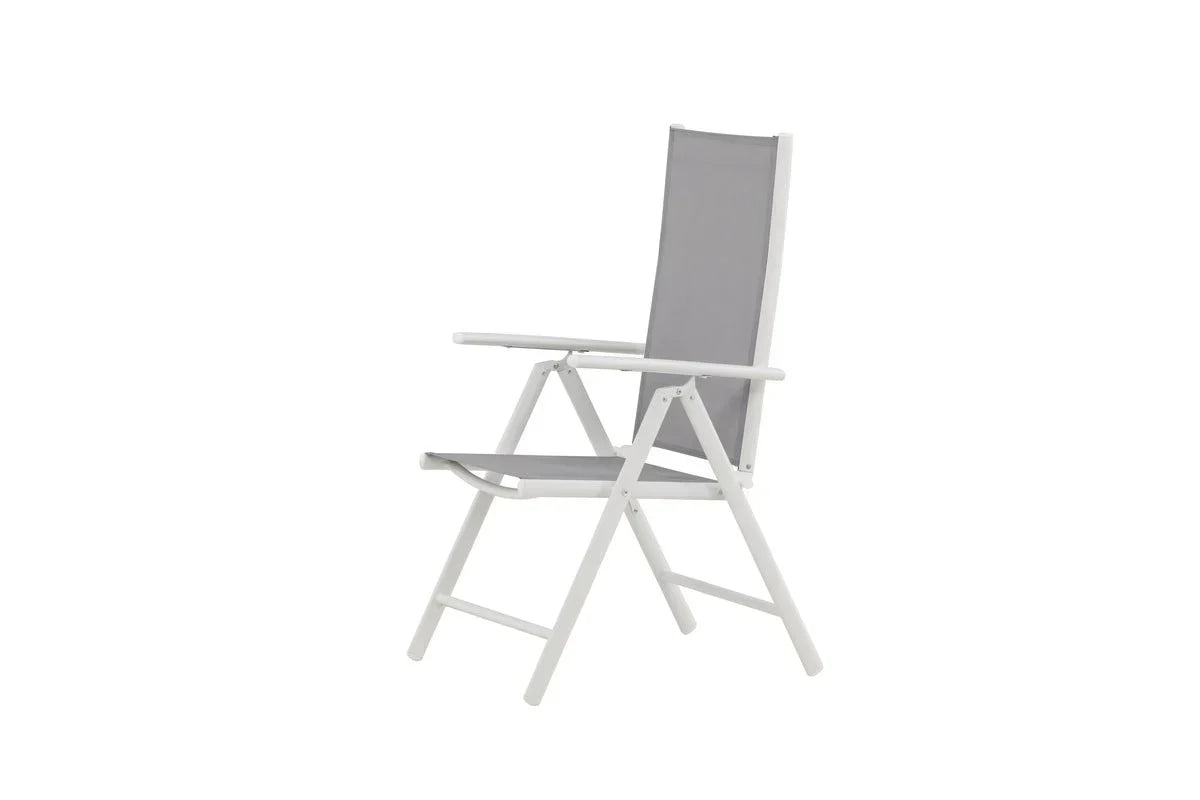 2er Set Gartenstuhl Awa - weißes Gestell aus Aluminium, Sitzfläche aus Textilene, verstellbare Rückenlehne