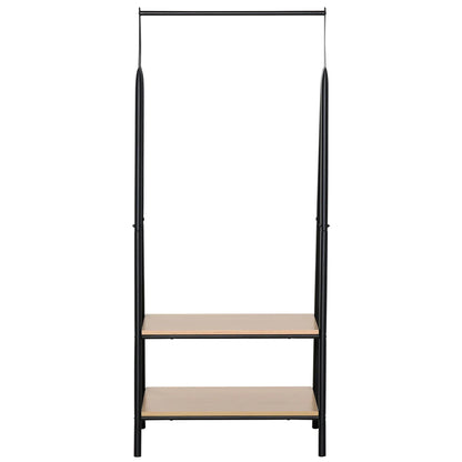 HOMCOM Kleiderständer mit Schuhablage, Wäscheablage, Metall + Holz Schwarz + Natur 64 x 42,5 x 149 cm