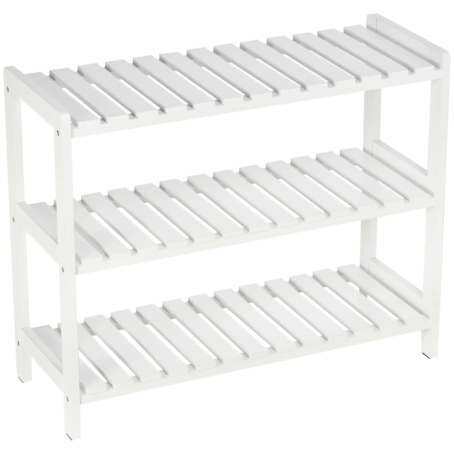 HOMCOM Holz Schuhregal 3-stufig für bis zu 9 Paar Schuhe im Eingangsbereich 70x26x57.5 cm Weiß