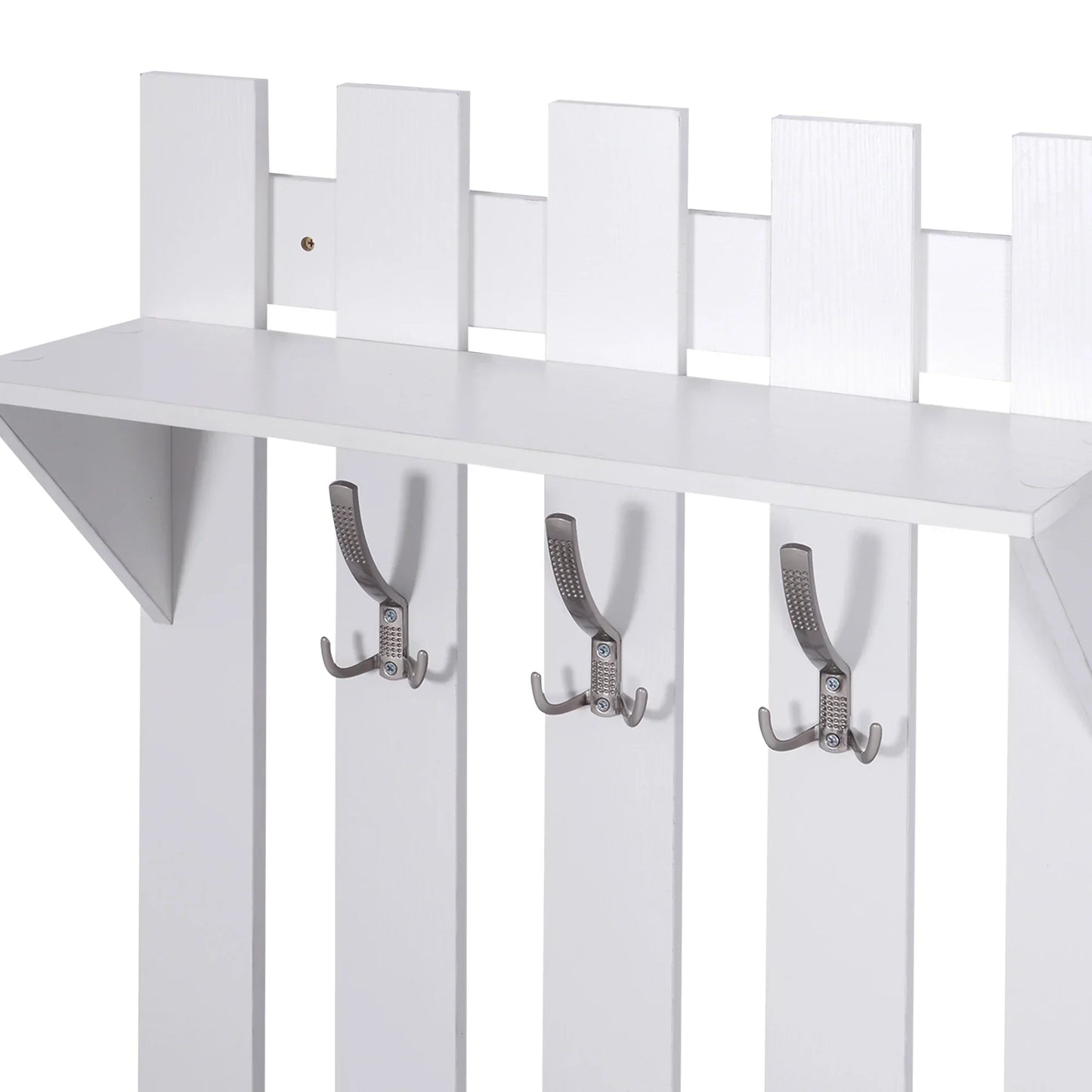 HOMCOM Eingangsset mit Spiegel, Garderobe und Schuhschrank – Eingangsbereich Möbel mit 3 Haken, Regal und 2 Schubladen für Diele in Weiß