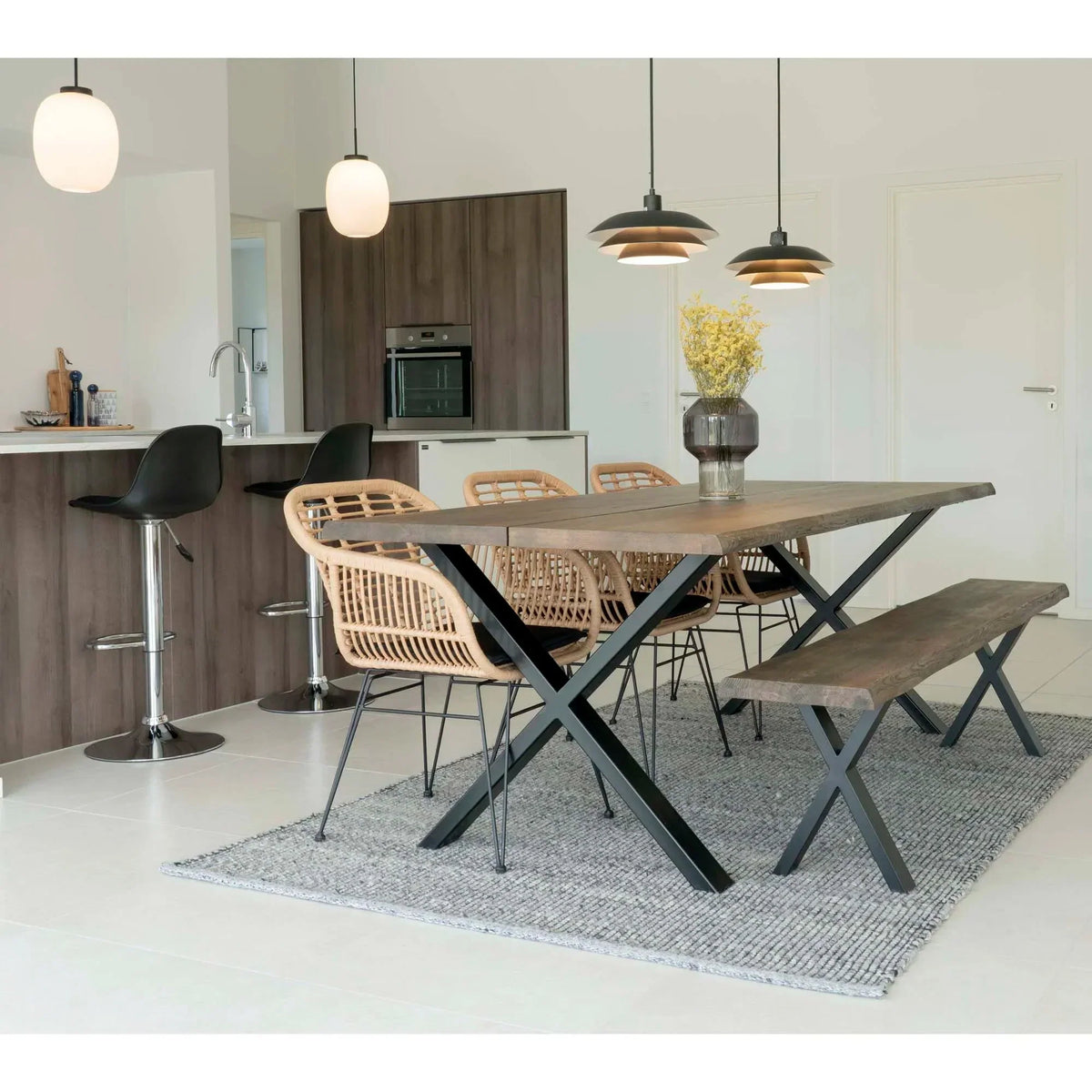 2er Set - Gartenstuhl Firenze Natur aus Stahl/Polyrattan